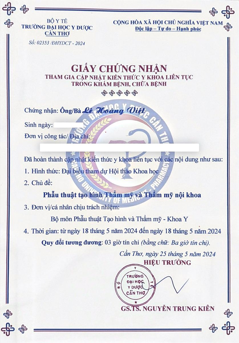 Giấy chứng nhận cập nhật kiến thức y khoa