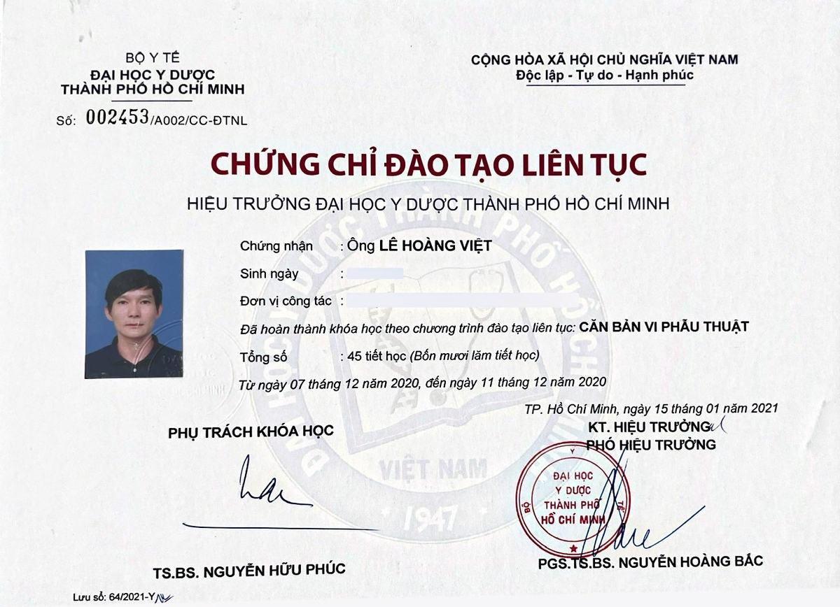 Chứng chỉ đào tạo liên tục